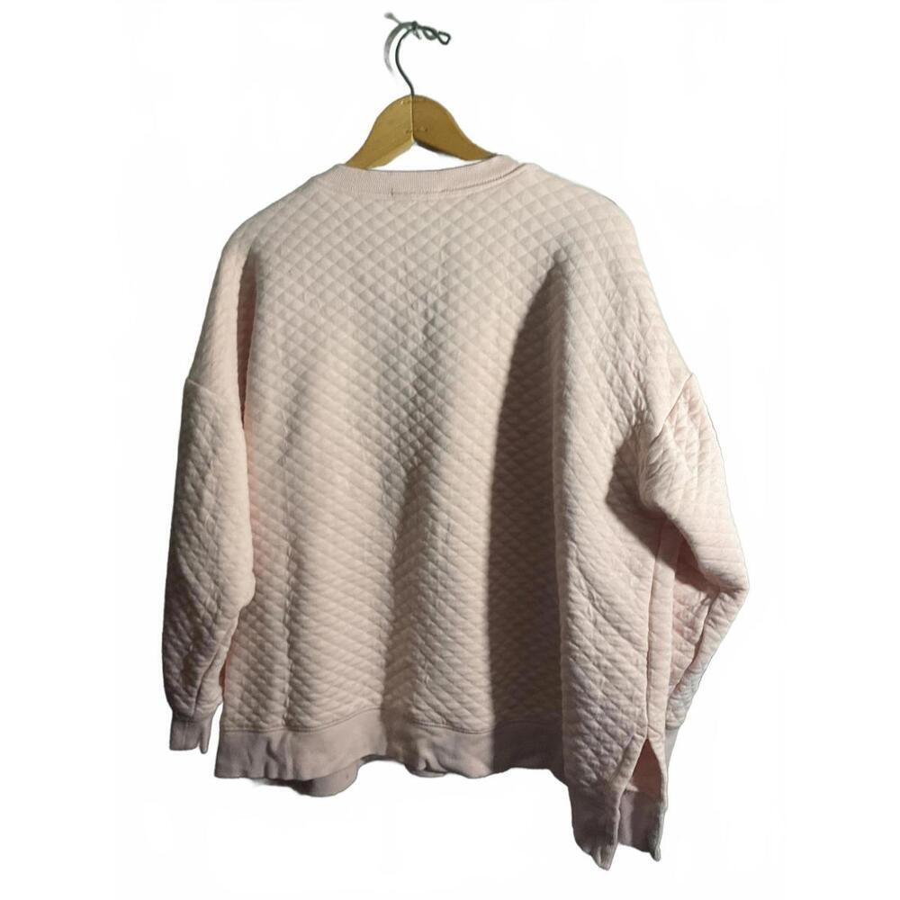 Workshop Light Pink Quilted V-Neck Cropped Bamboo Blend Sweatshirt for Women - Picture 9 of 9